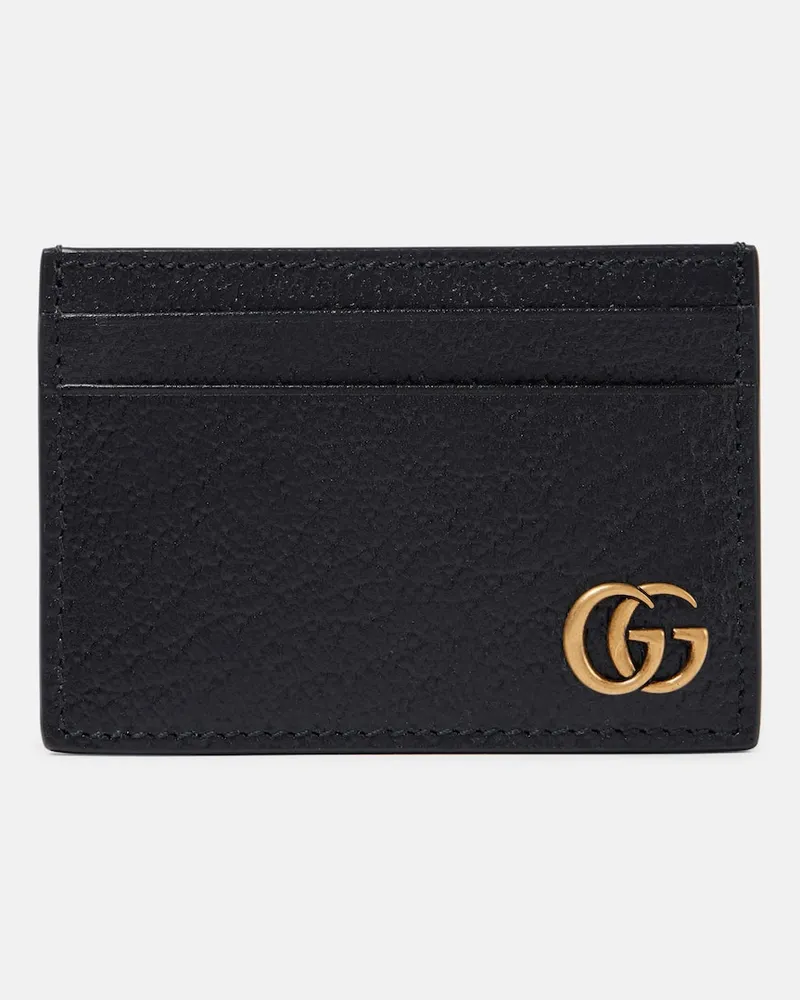 Gucci Kartenetui GG Marmont aus Leder Schwarz