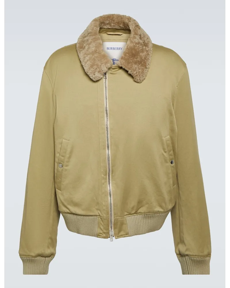 Burberry Jacke aus Baumwolle mit Shearling Beige