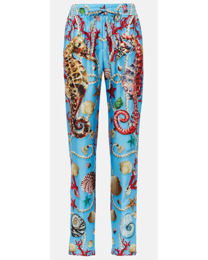Dolce & Gabbana Gerade Hose Capri aus Seide Multicolor