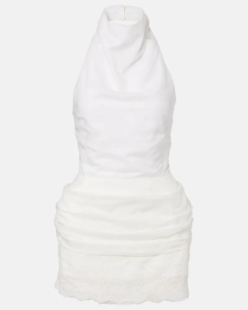 Magda Butrym Besticktes Minikleid aus Seide, Wolle und Baumwolle Weiß