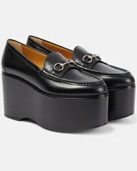 Gucci Plateau-Loafers  Horsebit aus Leder Schwarz