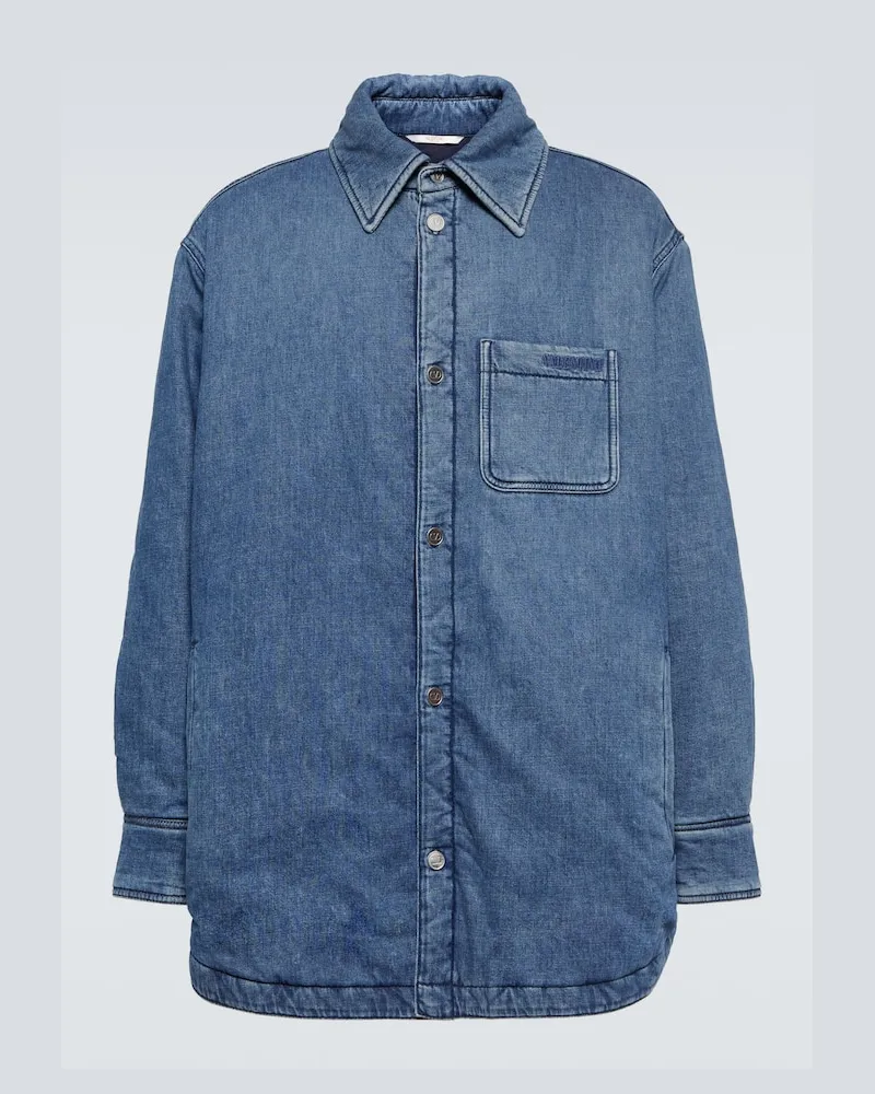 Valentino Garavani Bestickte Hemdjacke aus Denim Blau