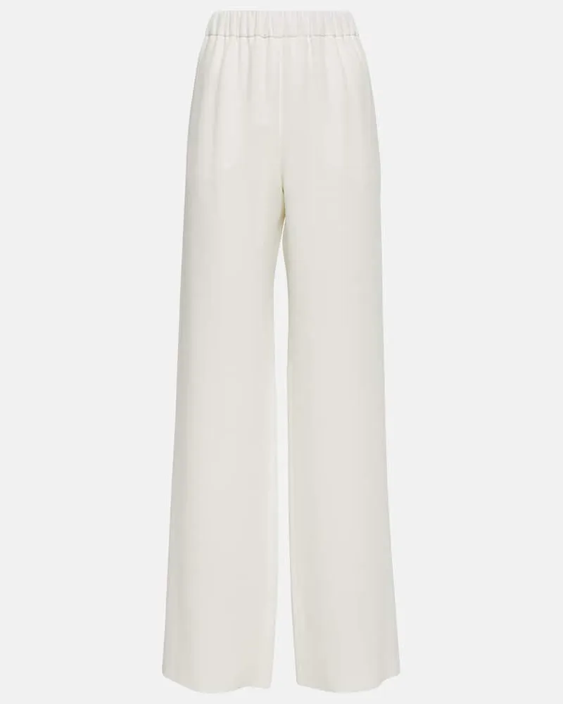 Valentino Garavani Weite High-Rise-Hose aus Seide Weiß