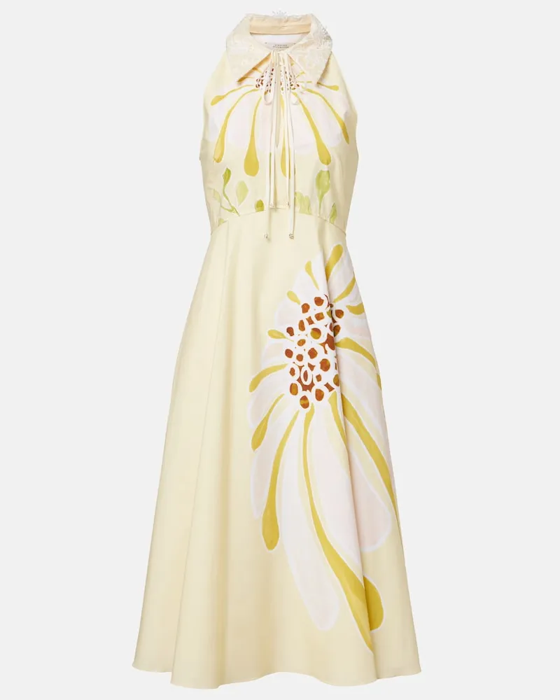 Dorothee Schumacher Bedrucktes Midikleid Floral Power aus Popeline Gelb