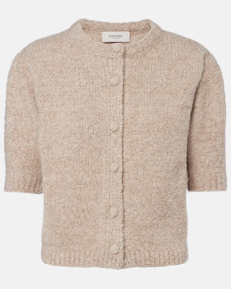 AGNONA Cardigan aus Kaschmir, Seide und Wolle Beige