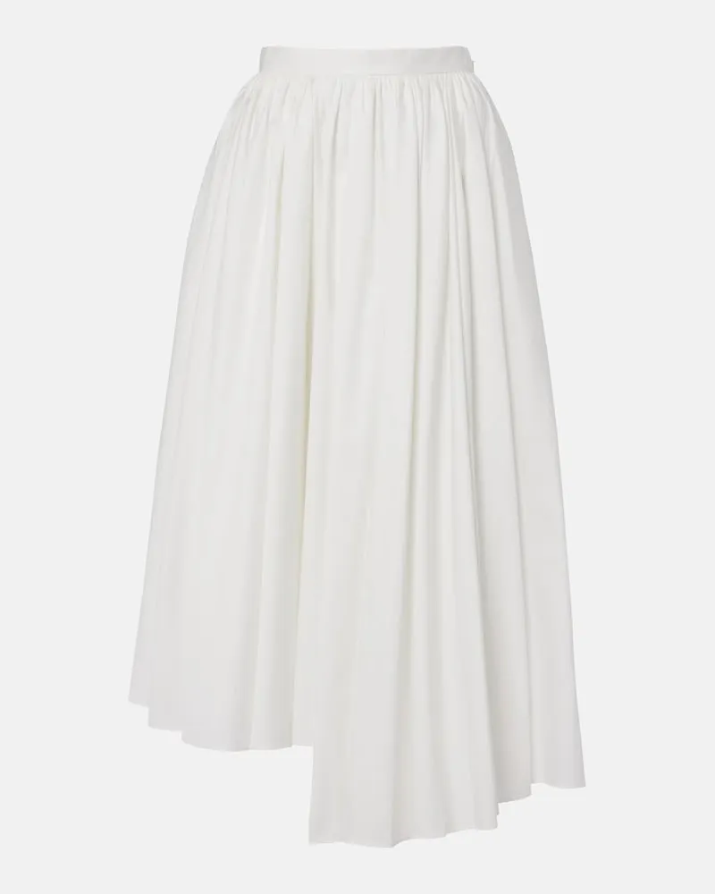 Self-Portrait Midirock aus Baumwollpopeline Weiß