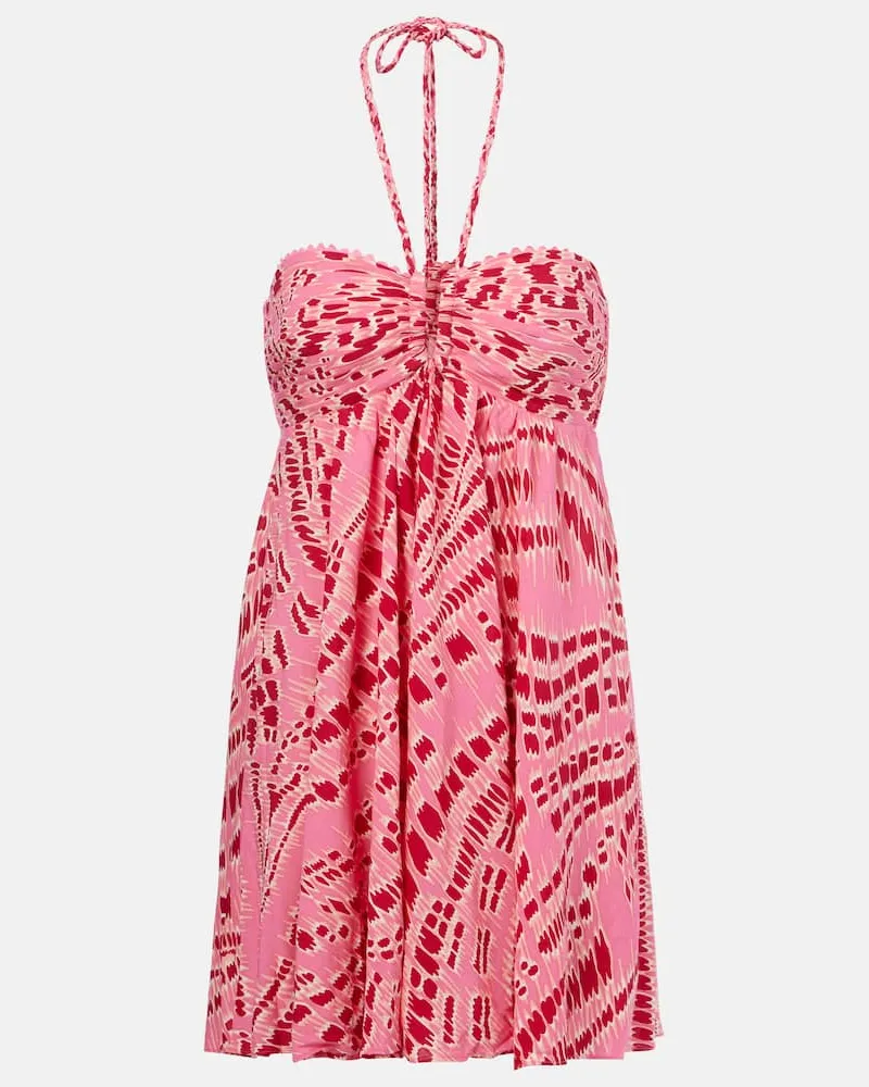 Poupette St Barth Bedrucktes Minikleid Calla Rosa