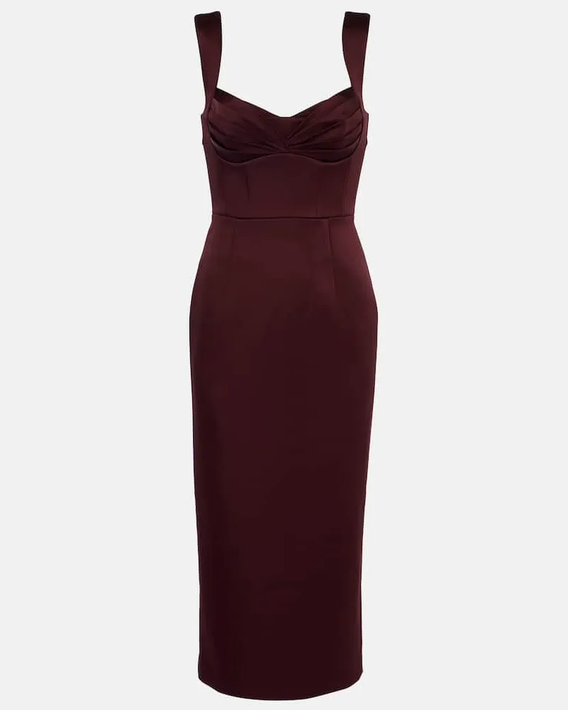 Rebecca Vallance Midikleid Merlot aus Satin Burgund