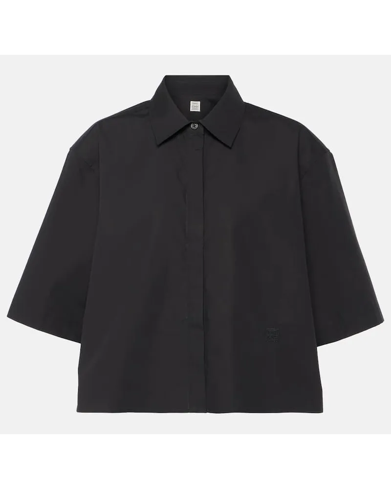 Totême Cropped-Hemd aus Baumwolle Schwarz