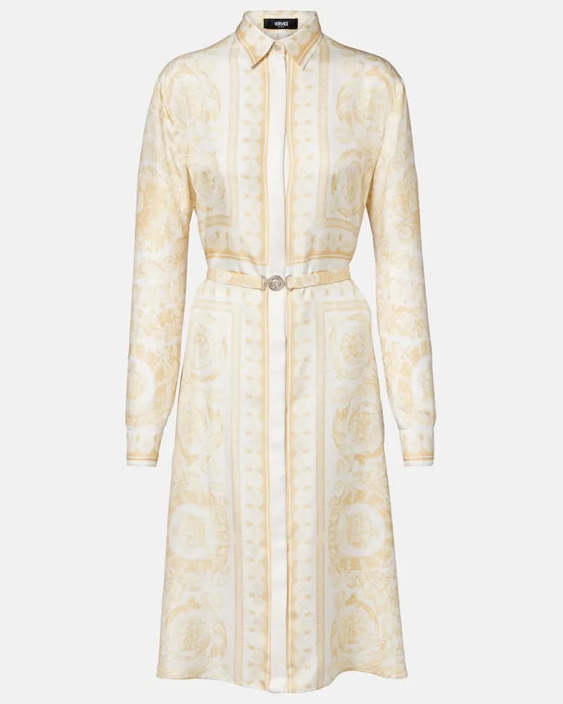 Versace Hemdblusenkleid Barocco aus Seiden-Twill Gold