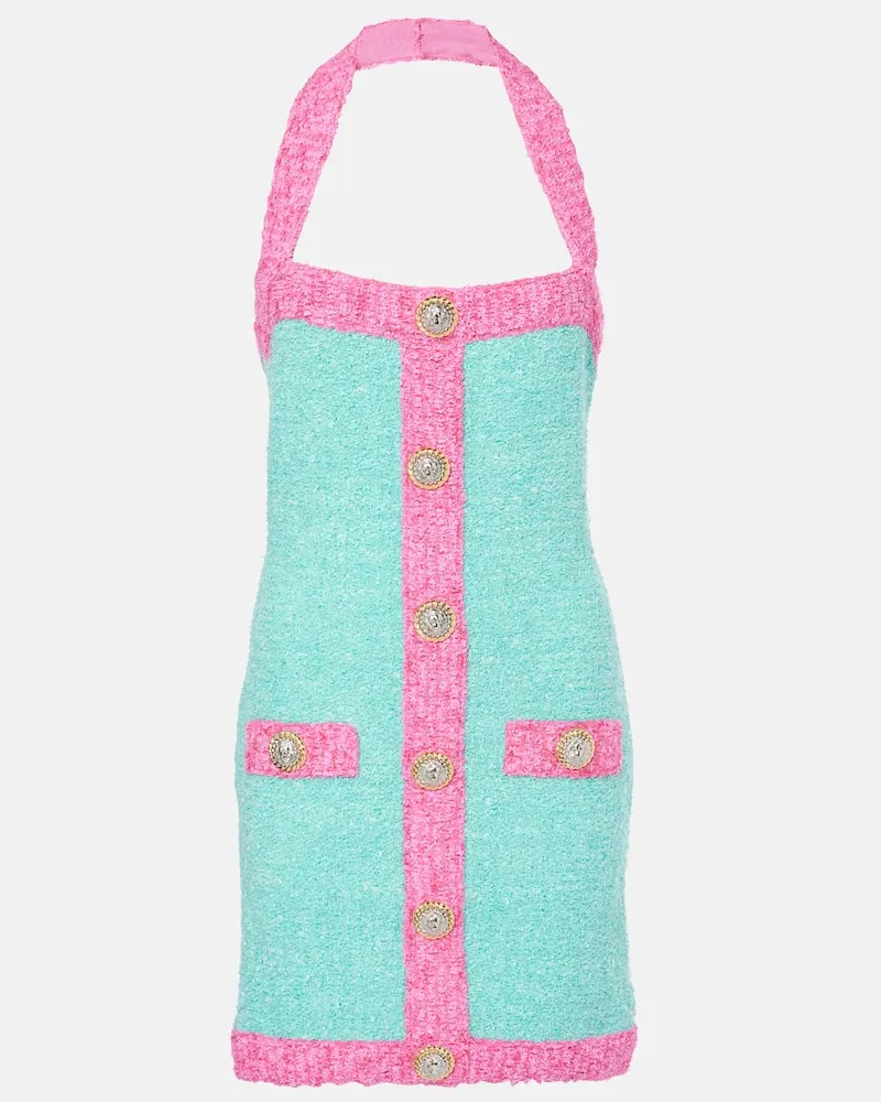 Balmain Minikleid aus Strick Grün