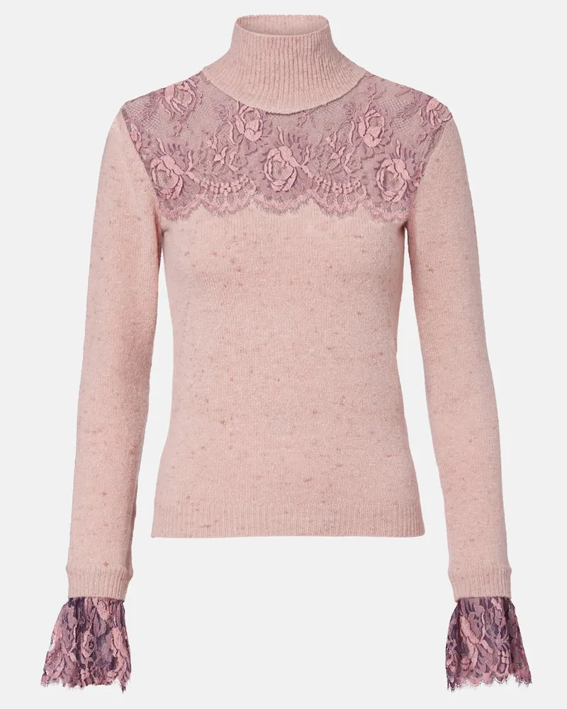 Valentino Garavani Pullover aus einem Wollgemisch mit Spitze Pink