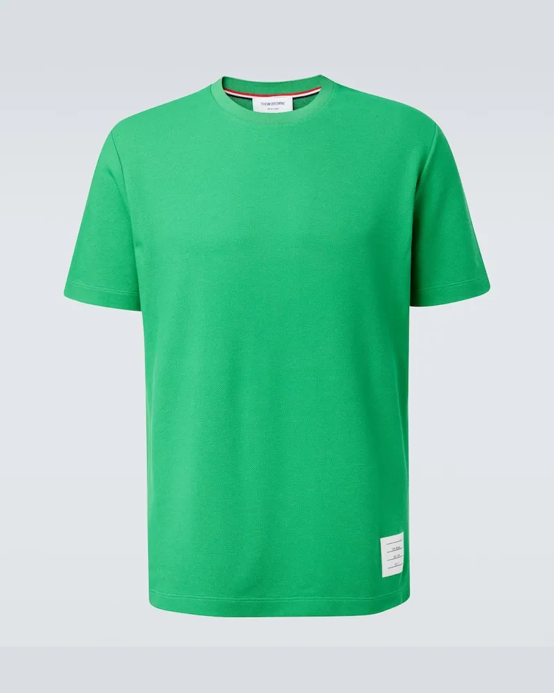 Thom Browne T-Shirt 4-Bar aus Baumwoll-Piqué Grün