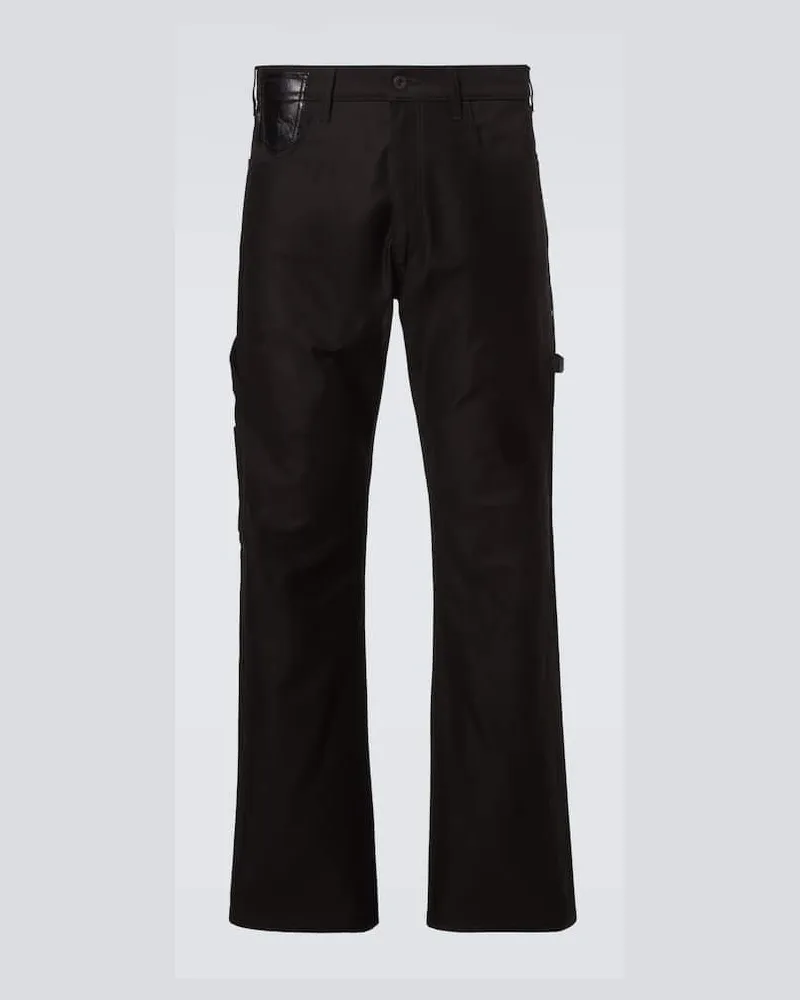 Junya Watanabe Straight Jeans mit Leder Schwarz