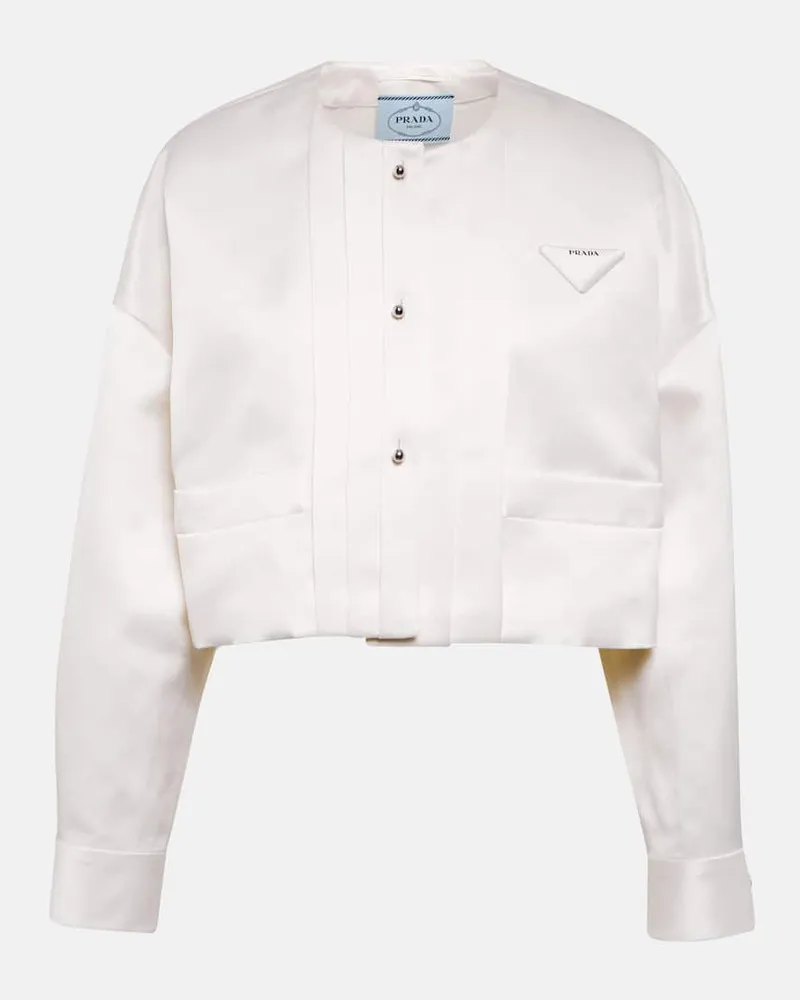 Prada Cropped-Jacke aus Seide Weiß