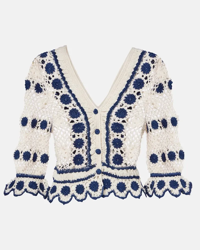Anna Kosturova Cardigan Bouquette aus Häkelstrick Beige