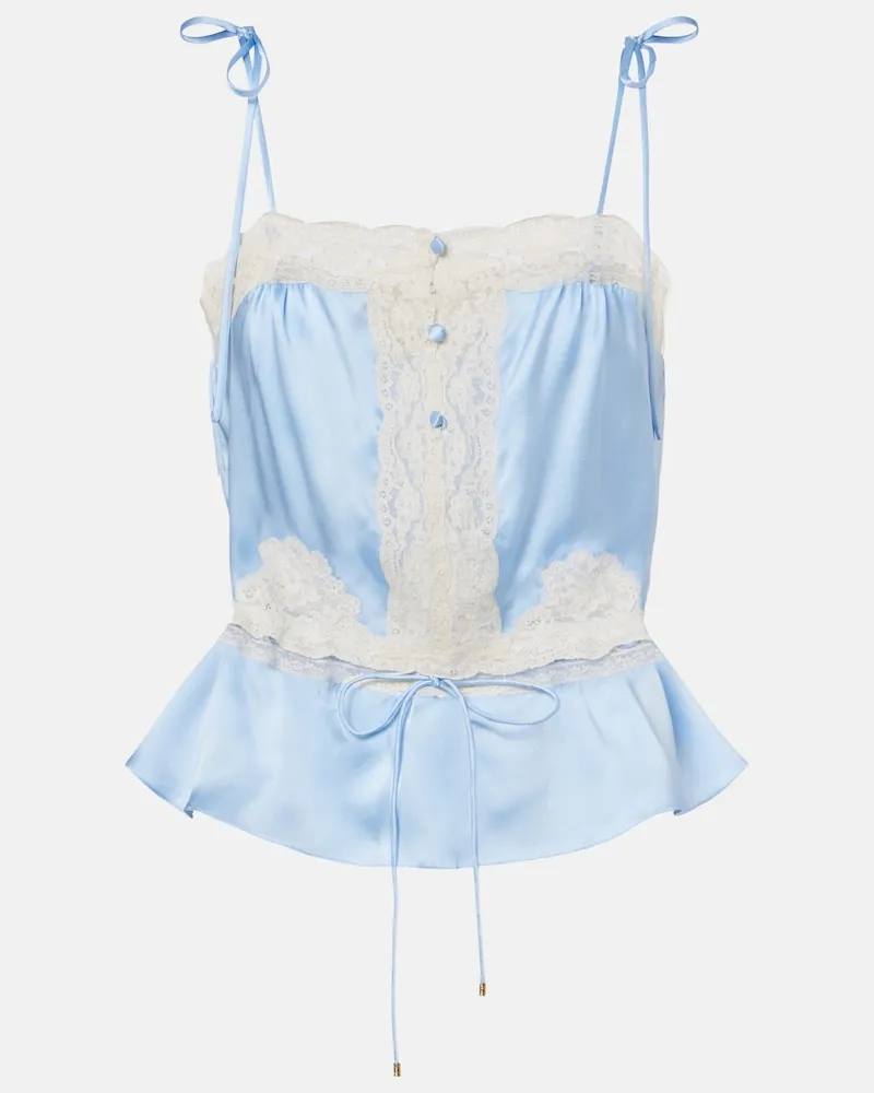 Chloé Chloé Top aus Seidensatin mit Spitze Blau