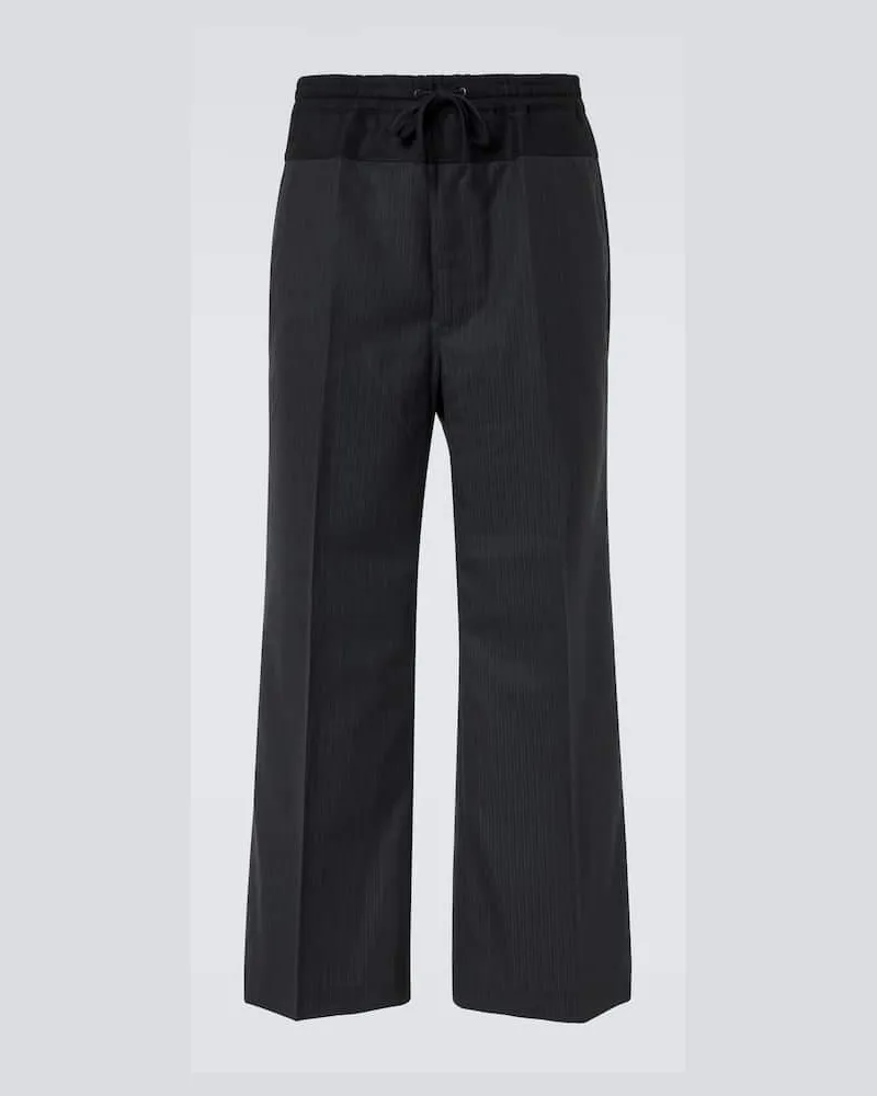 Junya Watanabe Gerade Hose aus Woll-Twill Schwarz