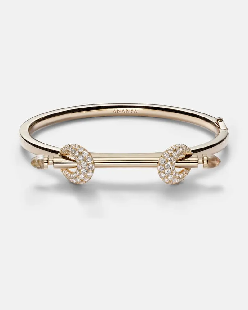 Ananya Armreif Chakra Icon aus 18kt Gelbgold mit Diamanten und Quarz Gold