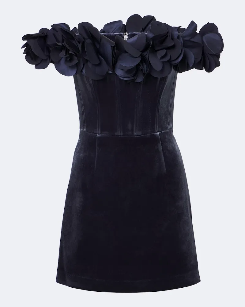 Rebecca Vallance Off-Shoulder-Minikleid Charles aus Samt Blau
