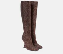 Kniehohe Stiefel 105 mit Keilabsatz und Glitzer