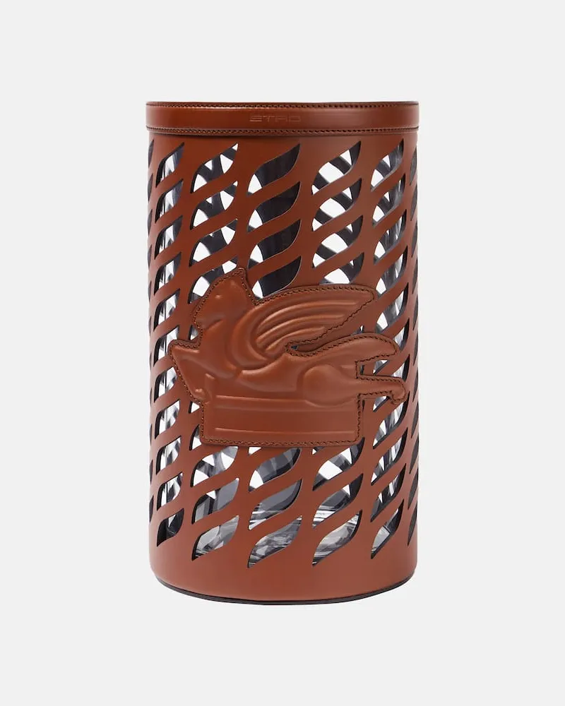 Etro Vase Pegaso mit Leder Burgunderrot