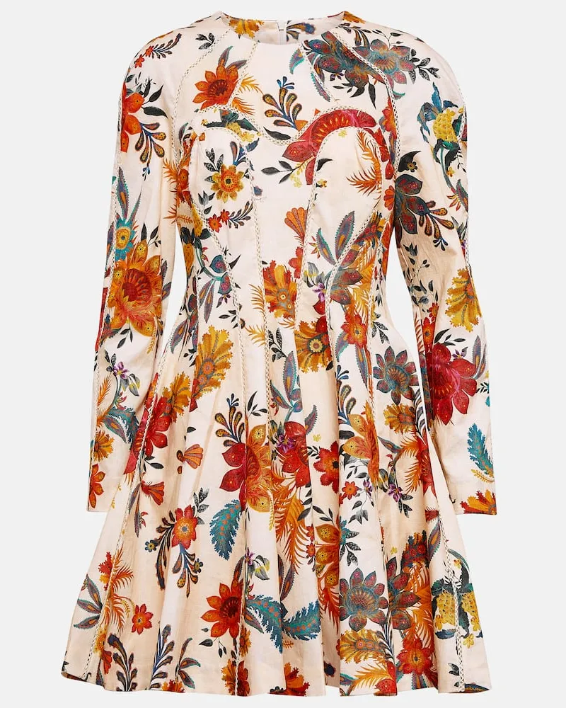 Zimmermann Bedrucktes Minikleid Ginger aus Leinen Multicolor