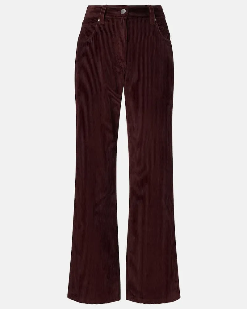 Brunello Cucinelli Gerade Hose Monili aus Baumwoll-Cord Braun