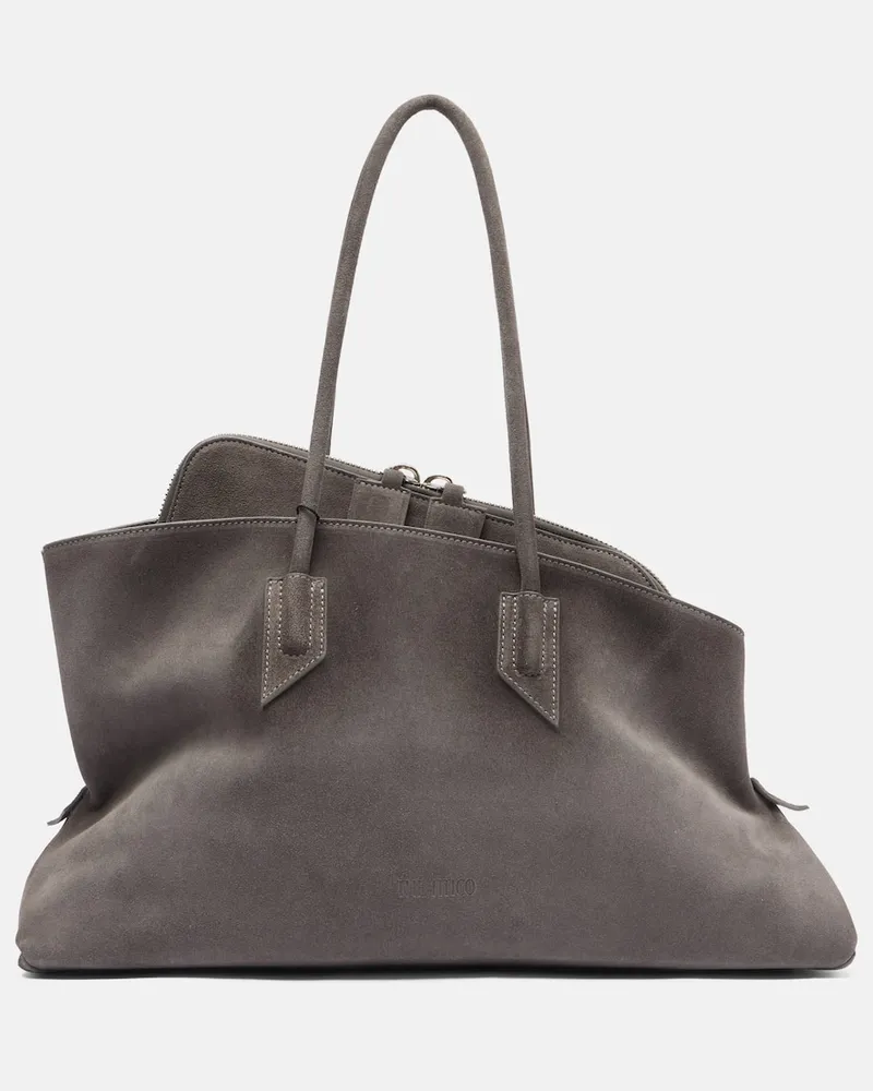 ATTICO Tote Bag La Passeggiata Medium aus Veloursleder Grau