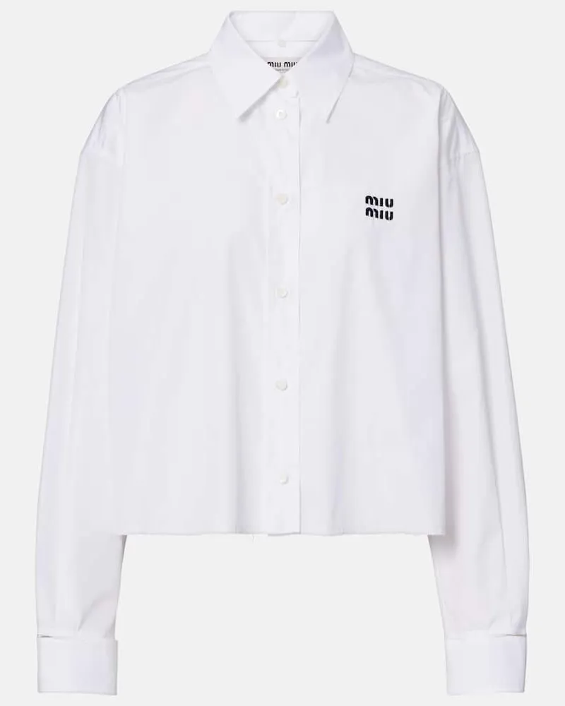 Miu Miu Cropped-Hemd aus Baumwollpopeline Weiß