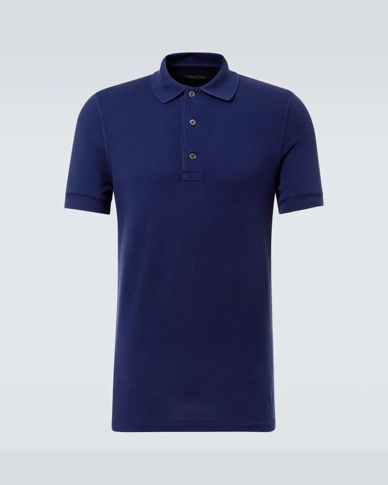 Tom Ford Polohemd aus Piqué Blau
