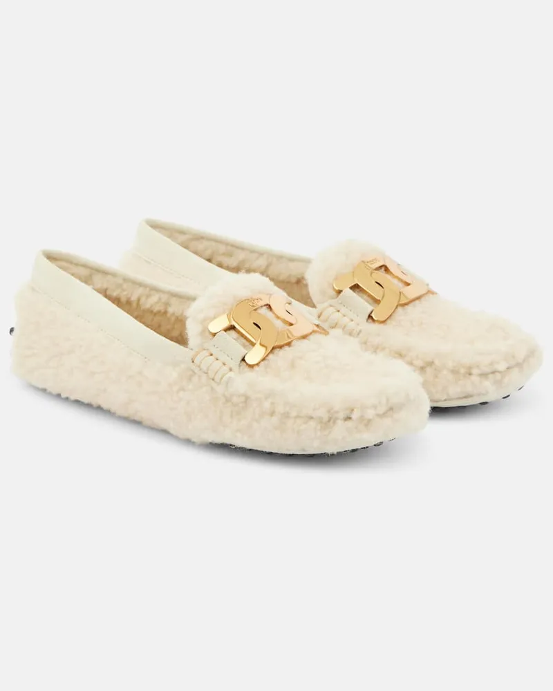 TOD'S Mokassins Gommino Kate aus Shearling Weiß