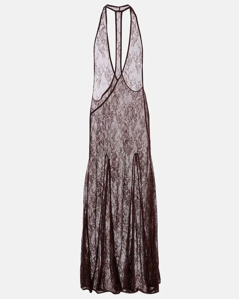 Adriana Degreas Maxikleid aus Spitze Braun