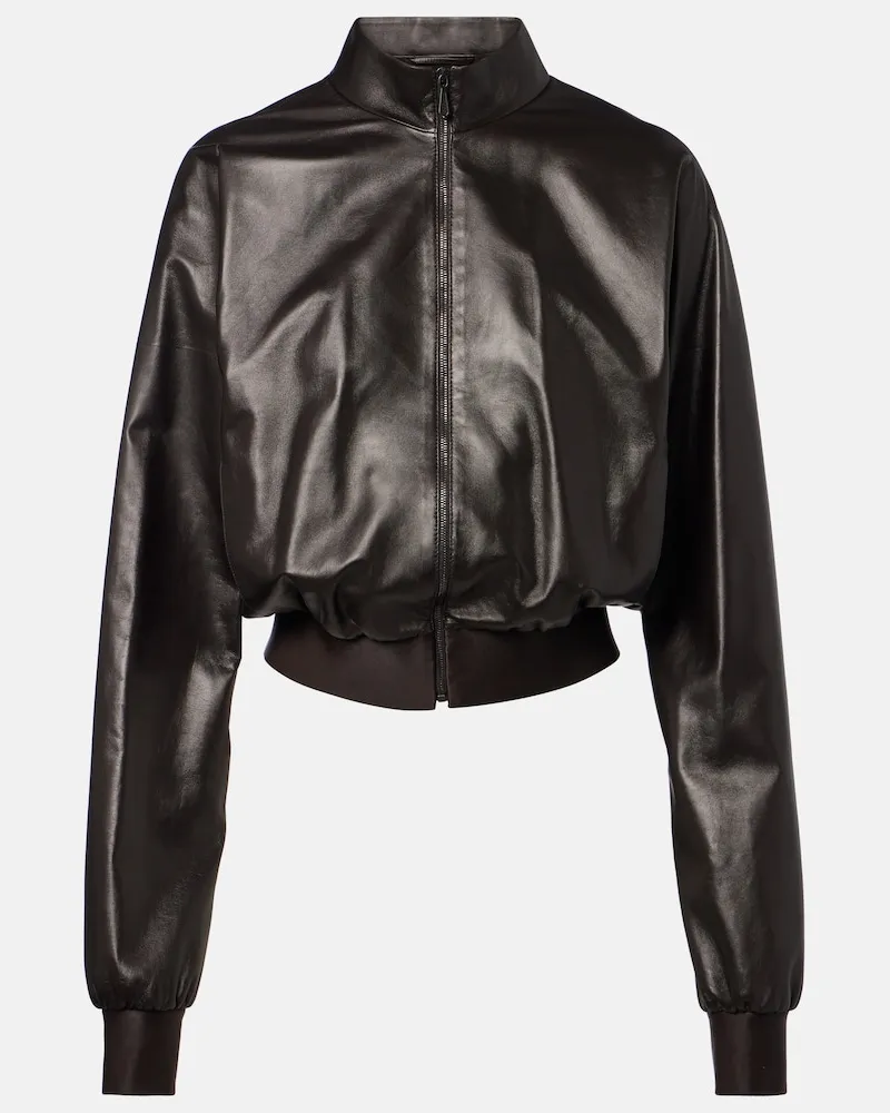 Gucci Bomberjacke aus Leder Braun