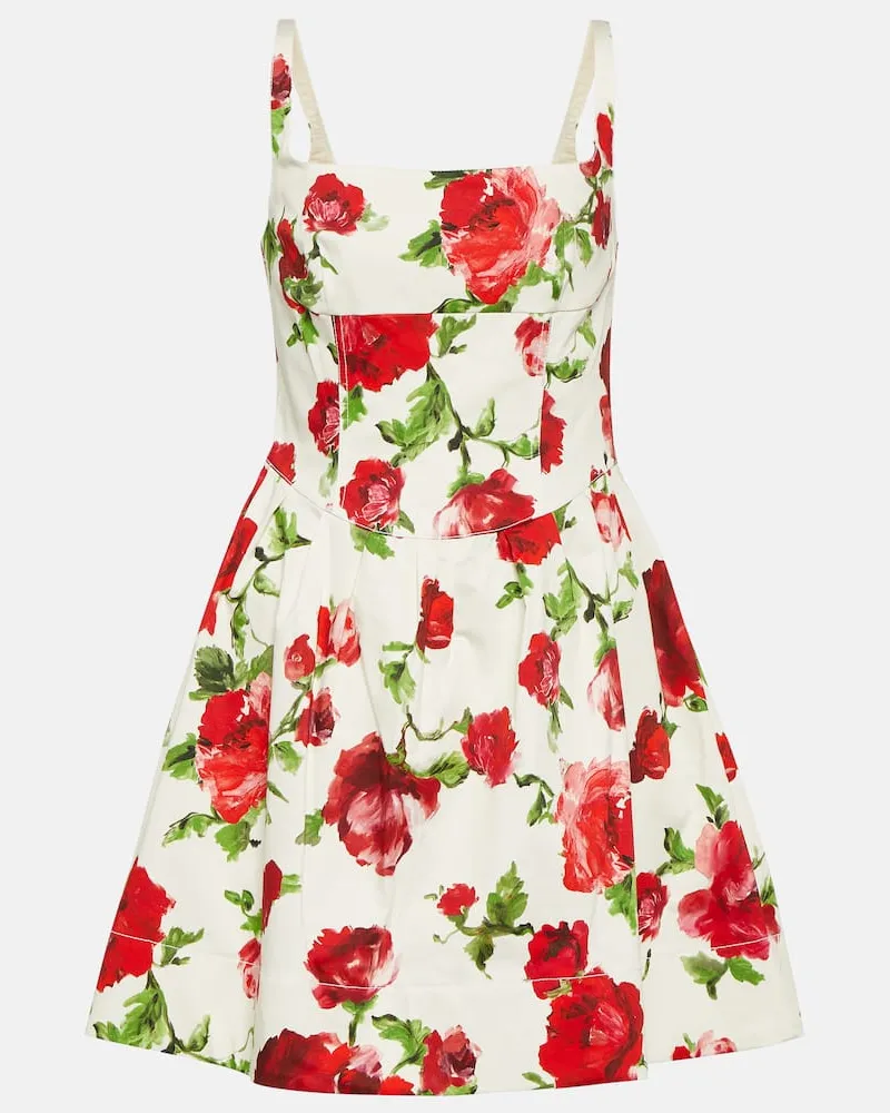 Carolina Herrera New York Minikleid aus einem Baumwollgemisch Weiß