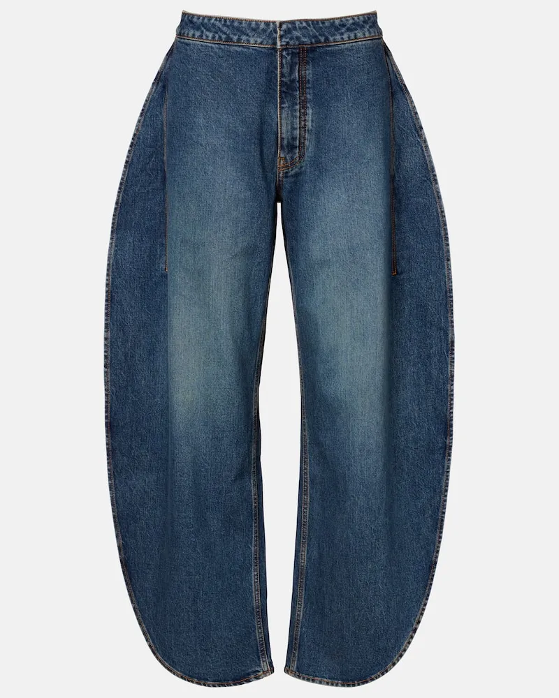 Alaïa Alaïa Mid-Rise Barrel Jeans Petal Blau