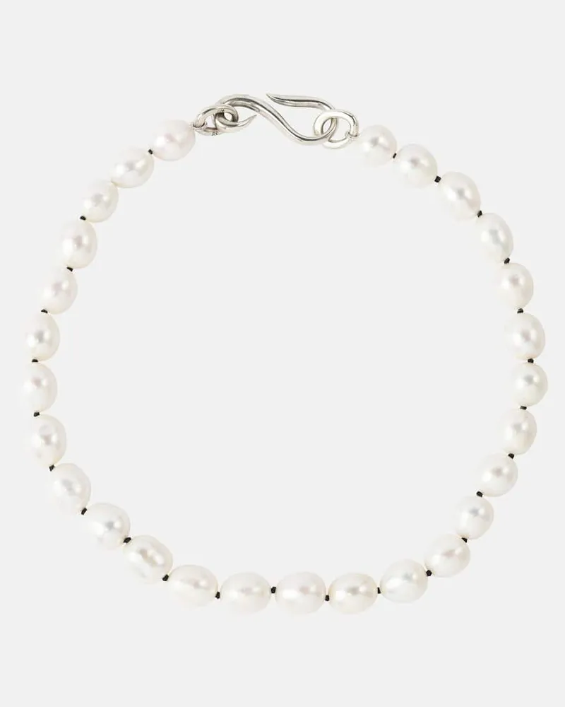 Sophie Buhai Halskette Deco Collar aus Süßwasserperlen mit Sterlingsilber Weiß