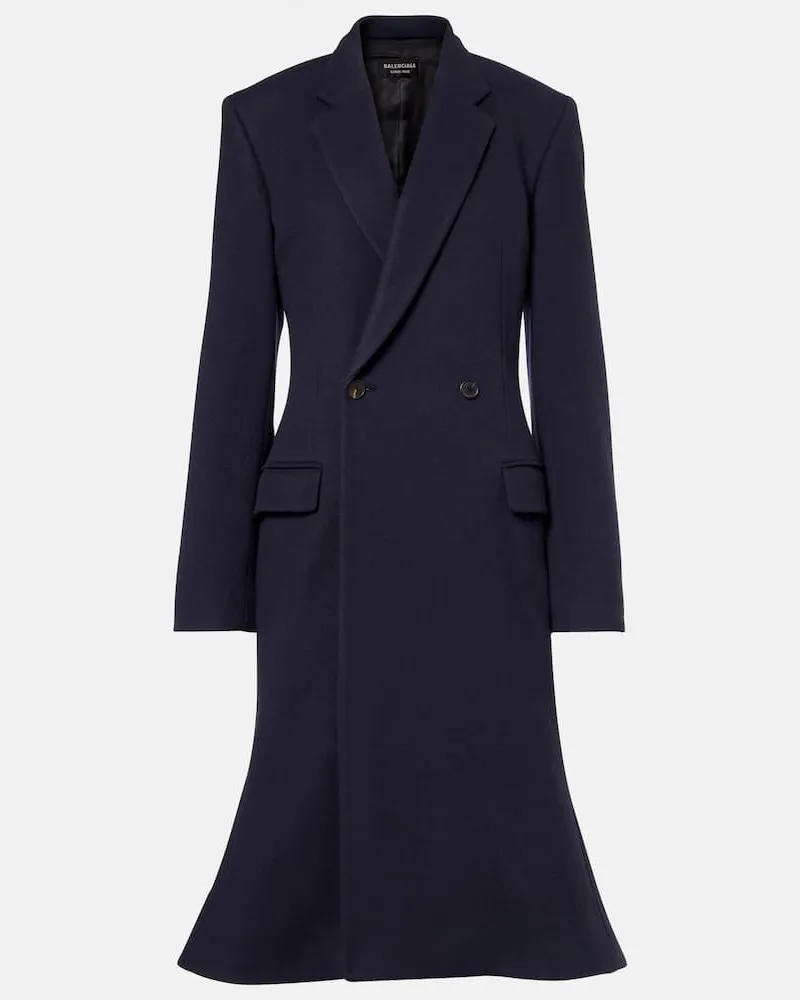 Balenciaga Mantel Godet aus Wolle Blau