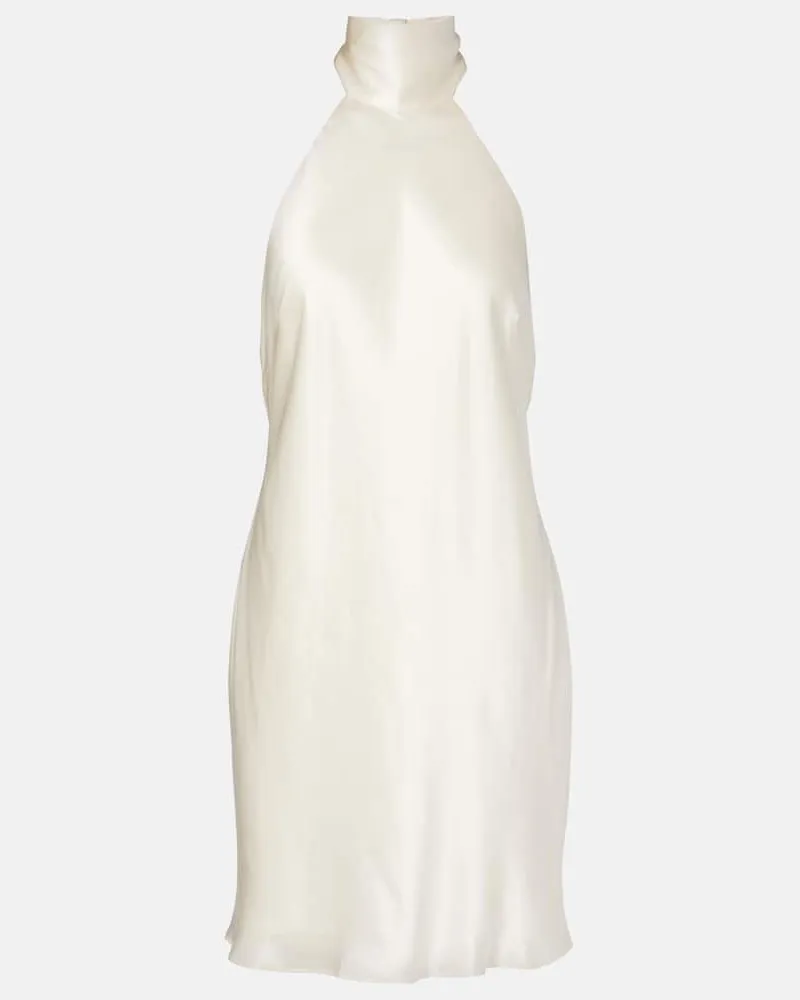 RIXO Minikleid Capucine aus Seidensatin Weiß