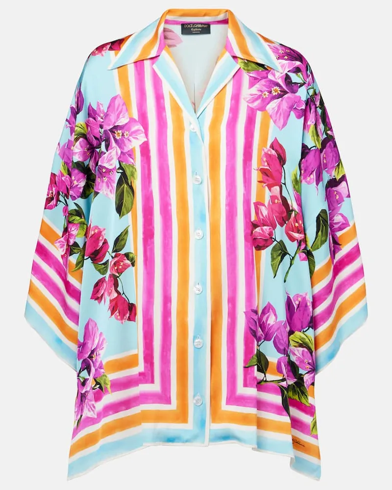 Dolce & Gabbana Bedrucktes Hemd aus einem Seidengemisch Multicolor