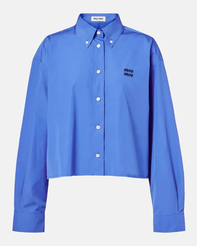 Miu Miu Cropped-Hemd aus Baumwollpopeline Blau