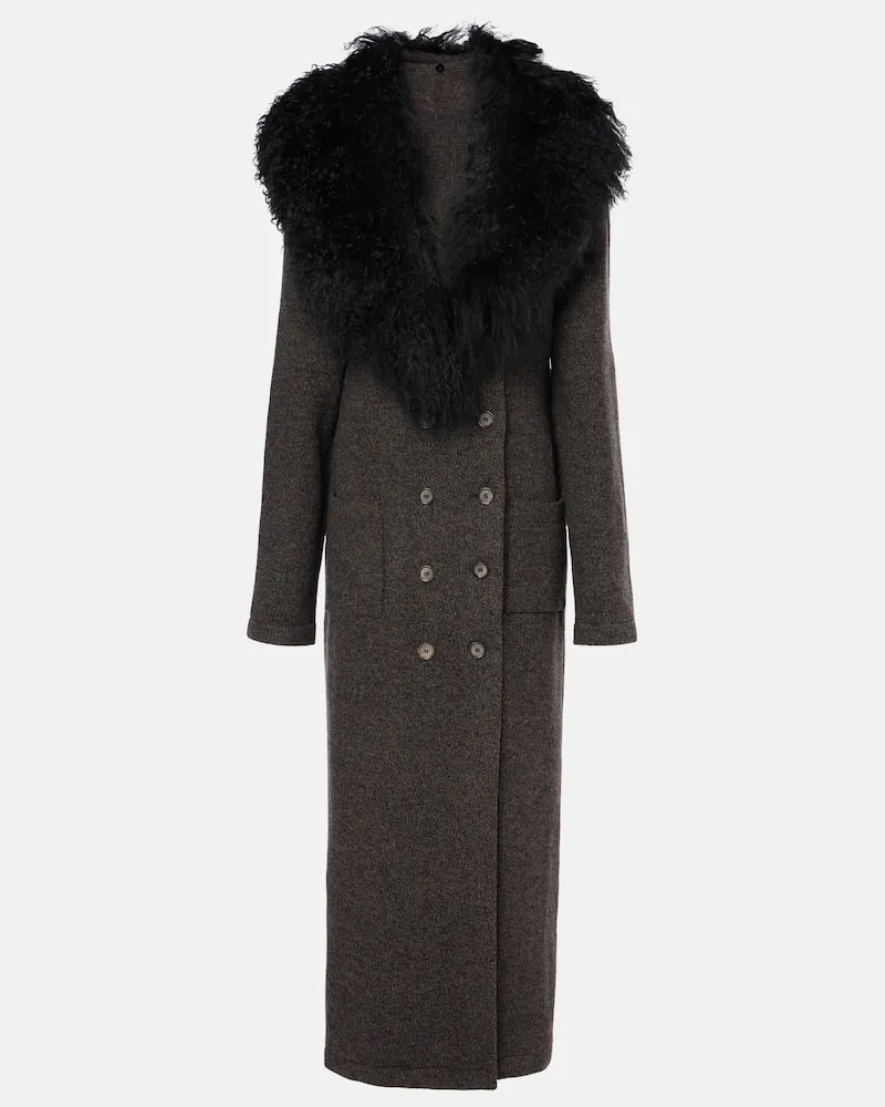 Magda Butrym Mantel aus Kaschmir mit Shearling Braun