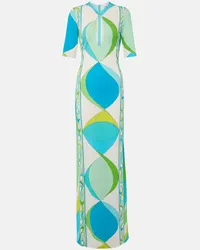 Emilio Pucci Bedrucktes Maxikleid Blau