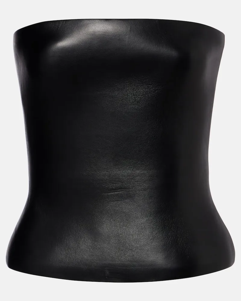 Jean Paul Gaultier Bustier-Top Molded aus Leder Schwarz