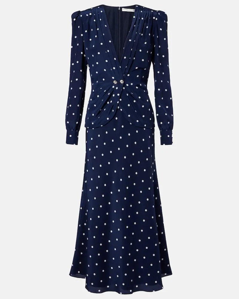 Alessandra Rich Midikleid aus Seide Blau