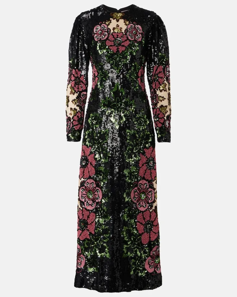 La DoubleJ Maxikleid Clingy Swing mit Pailletten Schwarz