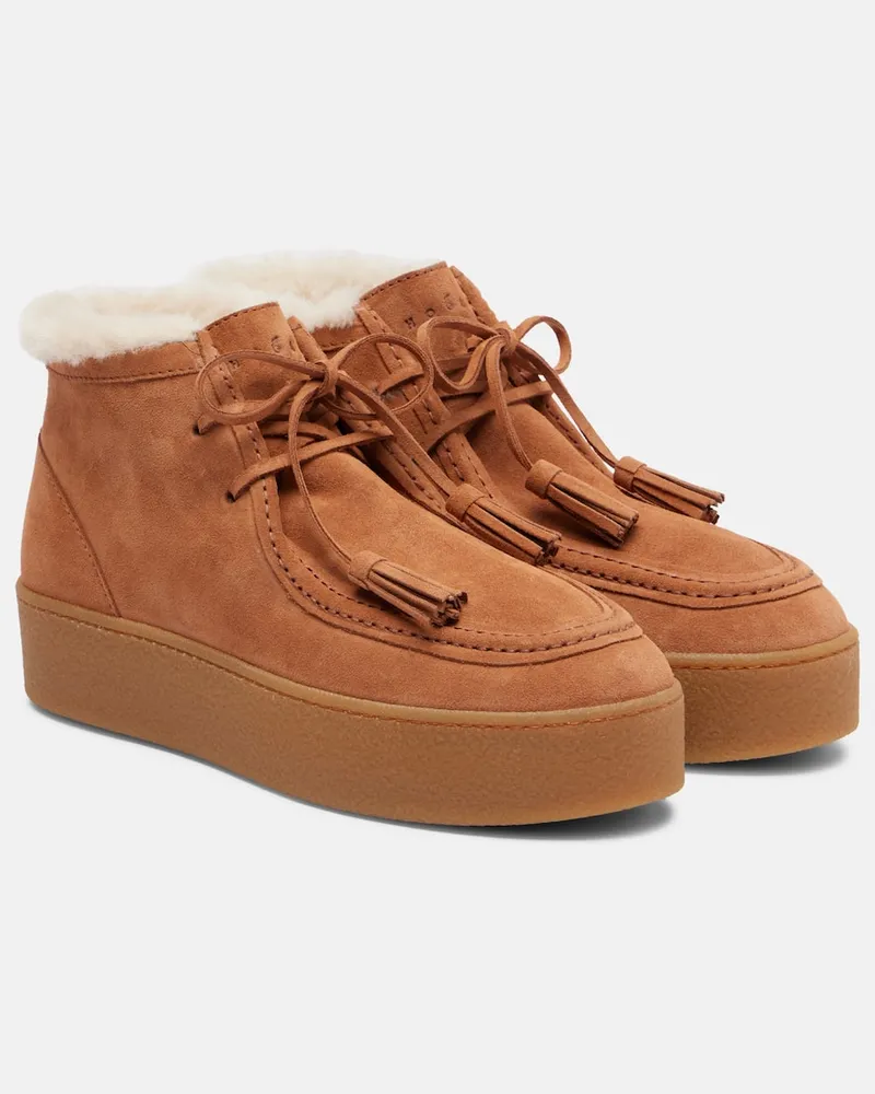 Hogan Plateaustiefel H681 aus Veloursleder Braun