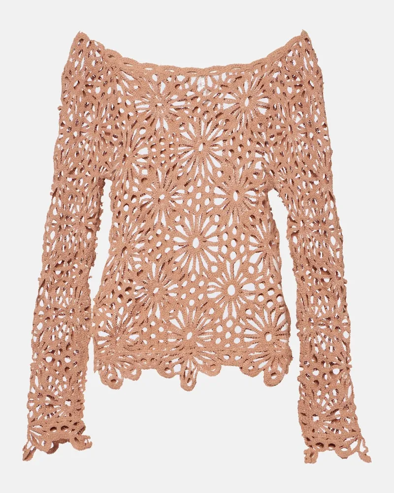 Norma Kamali Off-Shoulder-Top aus einem Baumwollgemisch Braun