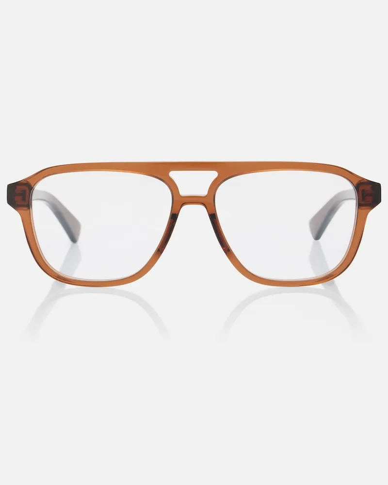 Bottega Veneta Aviator-Brille Triangle Stud Braun