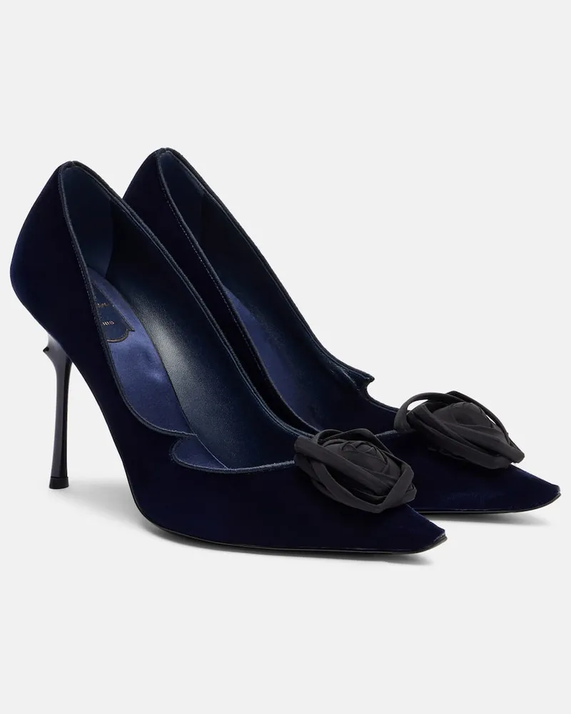 Roger Vivier Pumps Epine Rose 100 aus Samt Blau